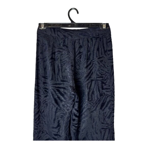 Monique Lhuillier Pants Women 8 Black Silk Blend Abstract Flowy Wide‎ Leg Luxury - Picture 4 of 7